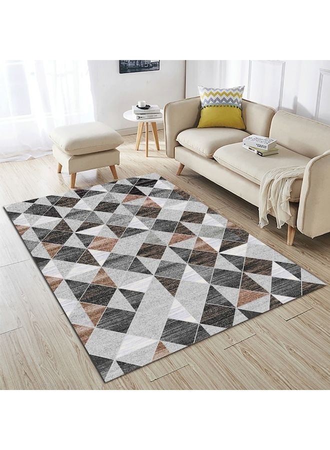 Printed Living Room Floor Rug Grey/Brown/Black 120x160cm  - Image 2