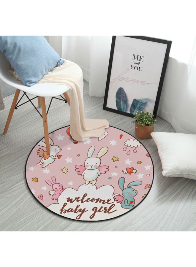 Cartoon Pattern Round Mat Pink/White/Green 40cm - Image 1