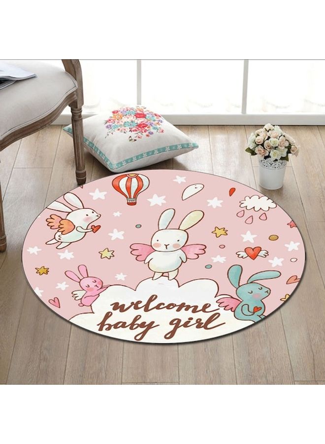 Cartoon Pattern Round Mat Pink/White/Green 40cm - Image 3