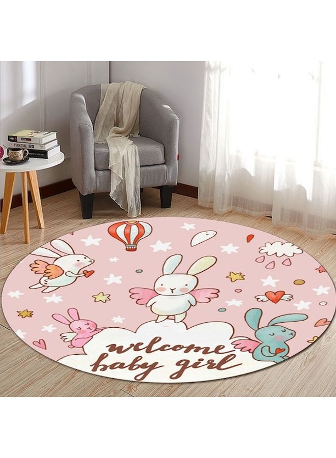 Cartoon Pattern Round Mat Pink/White/Green 40cm - Image 5