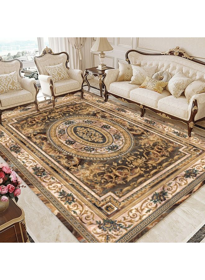 Retro Bohemia Style Anti-Skidding Floor Rug Synthetic Fibre Brown/Gold/Beige 60x90cm  - Image 1