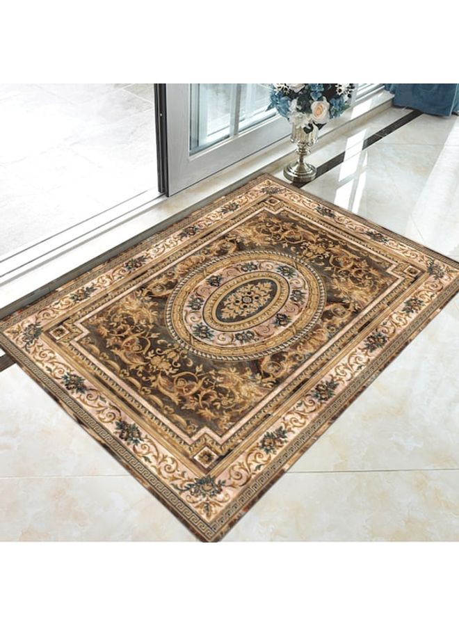 Retro Bohemia Style Anti-Skidding Floor Rug Synthetic Fibre Brown/Gold/Beige 60x90cm  - Image 2