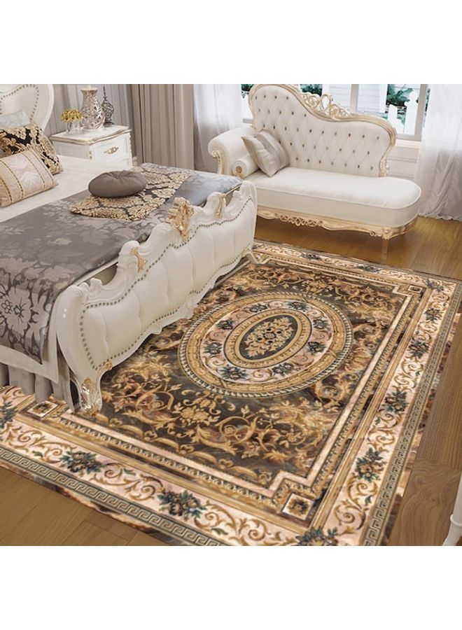 Retro Bohemia Style Anti-Skidding Floor Rug Synthetic Fibre Brown/Gold/Beige 60x90cm  - Image 4
