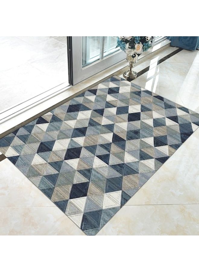 Colourblock Living Room Rug Polyester Blue/Off White 60x90cm - Image 2