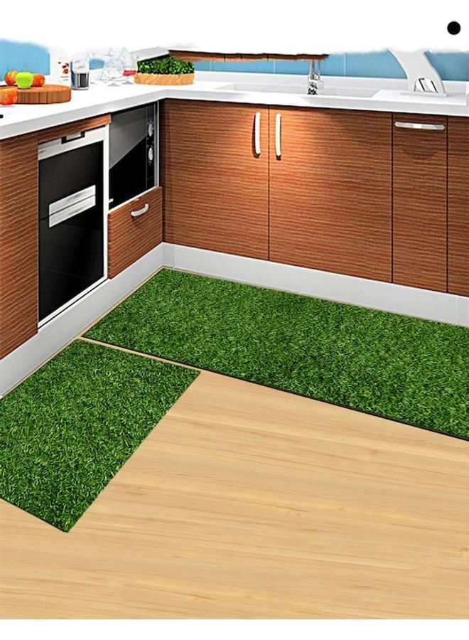 بساط ناعم لأرضية المطبخ والحمَّام بتصميم متين ومضاد للانزلاق أخضر 50x160سم  - Image 2