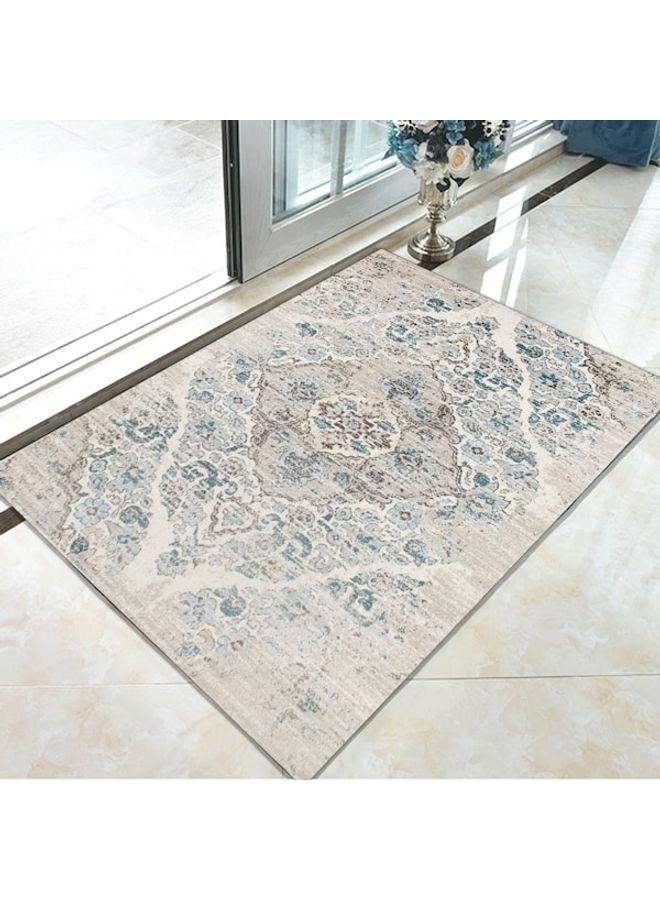 Modern Style Floral Printed Anti-Slip Floor Mat, Synthetic Fibre, Rectangle Multicolour 60x90cm  - Image 2