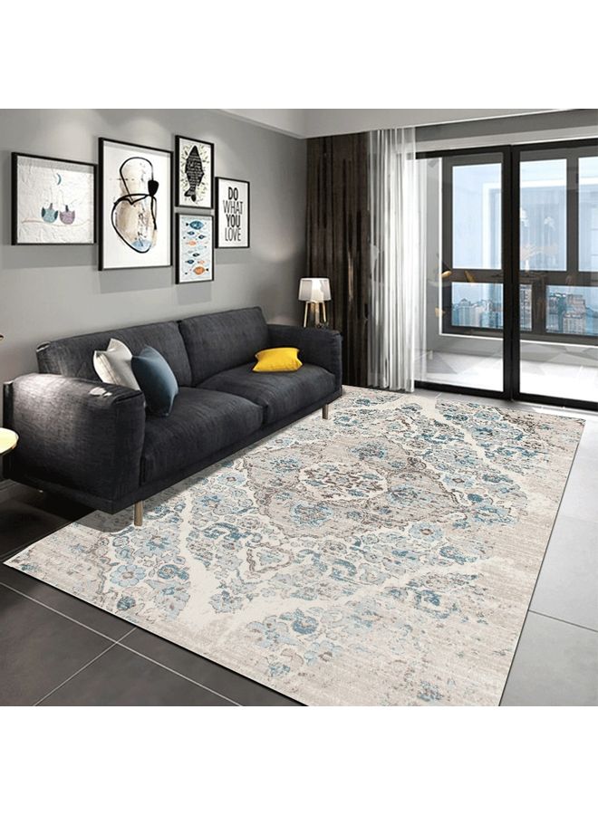 Modern Style Floral Printed Anti-Slip Floor Mat, Synthetic Fibre, Rectangle Multicolour 60x90cm  - Image 1