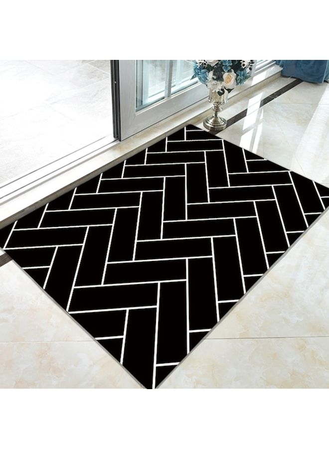 Modern Simple Wavy Patterned Anti Slip Floor Rug Black/White 60x90cm  - Image 4
