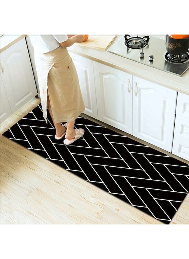 Modern Simple Wavy Patterned Anti Slip Floor Rug Black/White 60x90cm  - Image 5