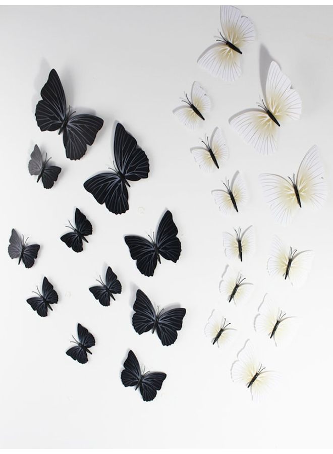 12 Piece 3D Simulation Butterflies Wall Decoration Black 60x90cm - Image 2
