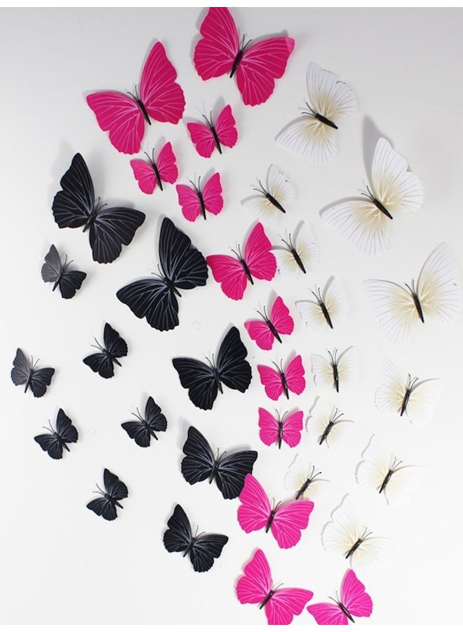 12 Piece 3D Simulation Butterflies Wall Decoration Black 60x90cm - Image 3