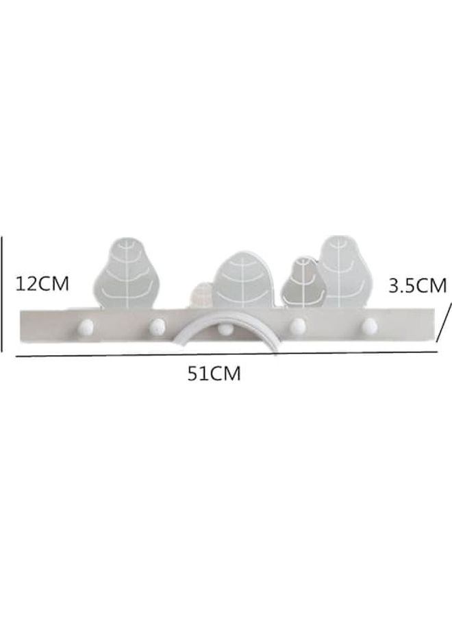 1-Piece Pastoral Style Home Decorative Coat Wood Wall Hook White/Grey 60x90cm - Image 5
