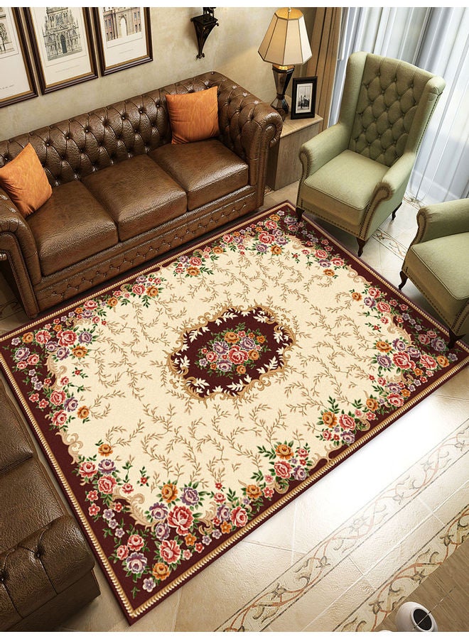 Floral Printed Floor Mat Yellow/Brown/Red 40x60cm - Image 1