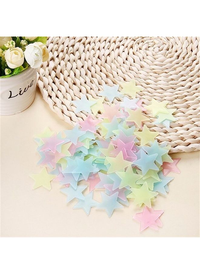 50-Piece 3D Luminous Stars Glow In Dark Wall Stickers Set Multicolour 60x90cm - Image 1
