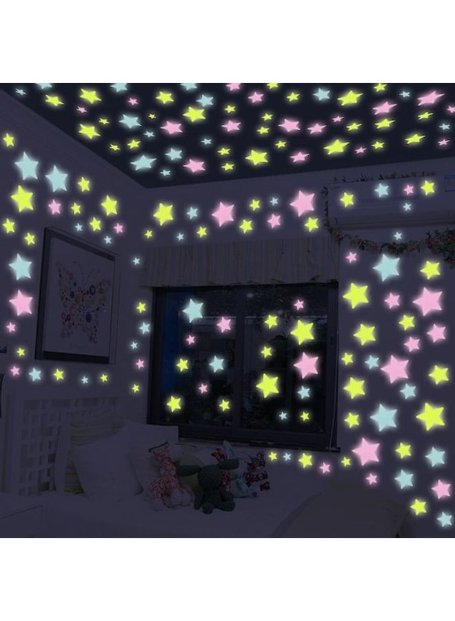 50-Piece 3D Luminous Stars Glow In Dark Wall Stickers Set Multicolour 60x90cm - Image 2