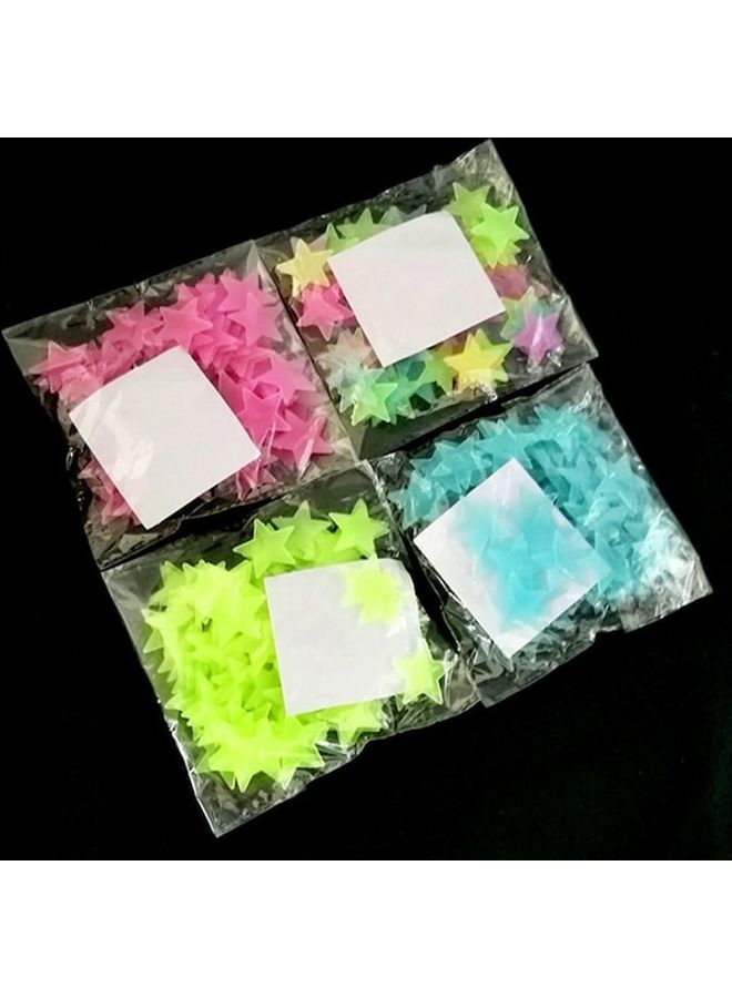50-Piece 3D Luminous Stars Glow In Dark Wall Stickers Set Multicolour 60x90cm - Image 3