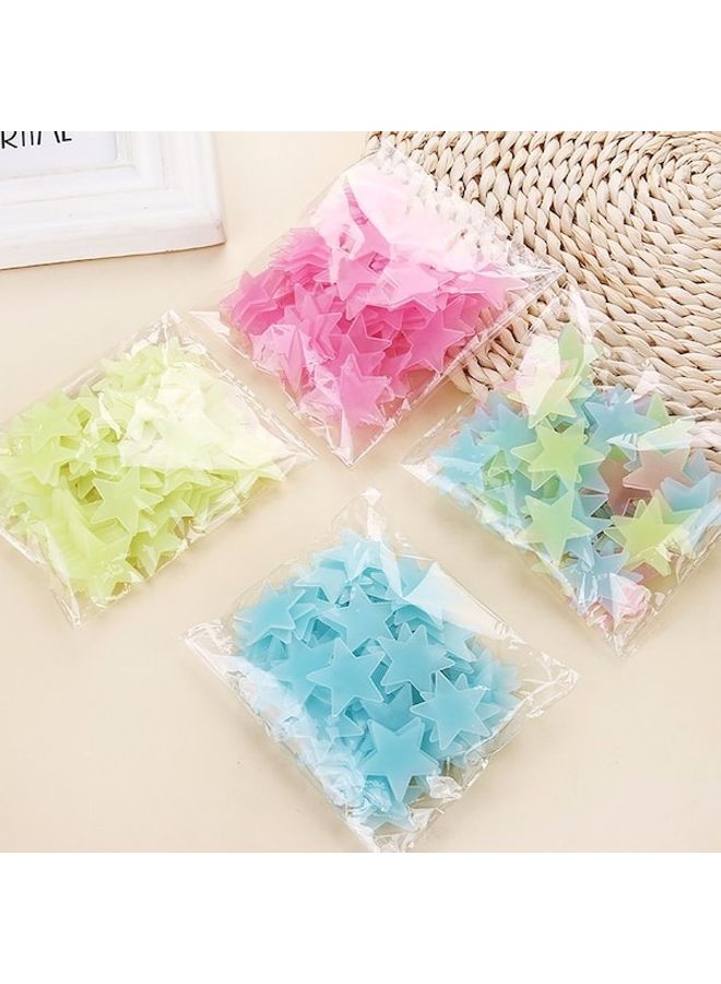 50-Piece 3D Luminous Stars Glow In Dark Wall Stickers Set Multicolour 60x90cm - Image 4