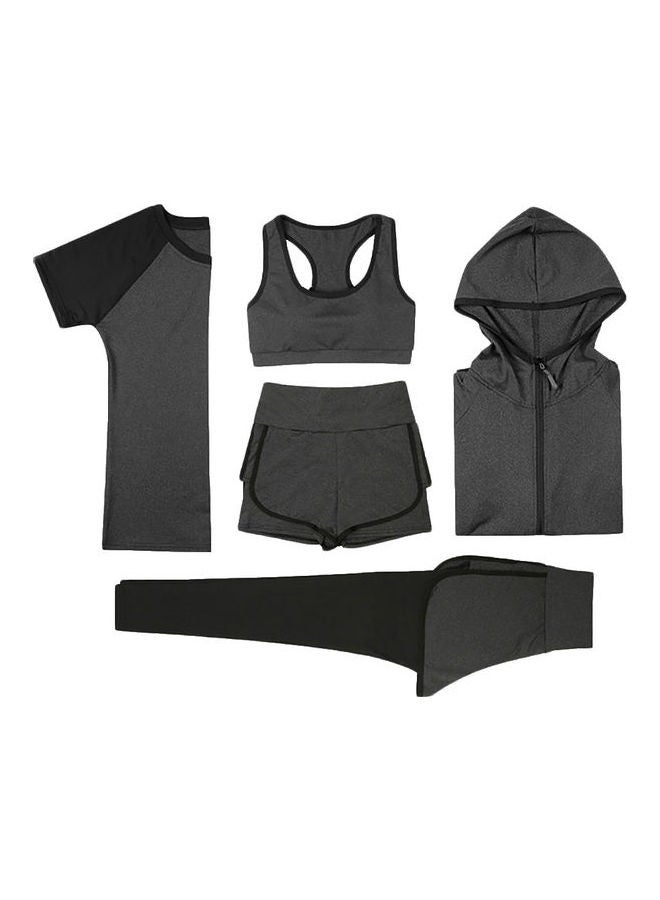 5 Piece Women Bra T Shirt Coat Shorts Pants Grey  - Image 1