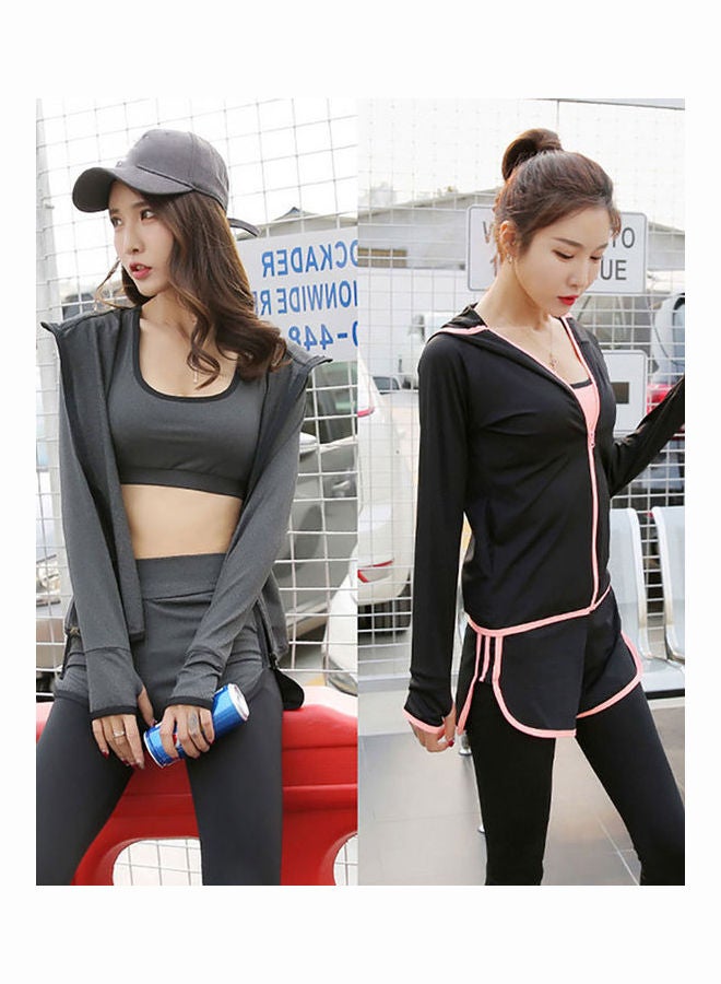 5 Piece Women Bra T Shirt Coat Shorts Pants Grey  - Image 2