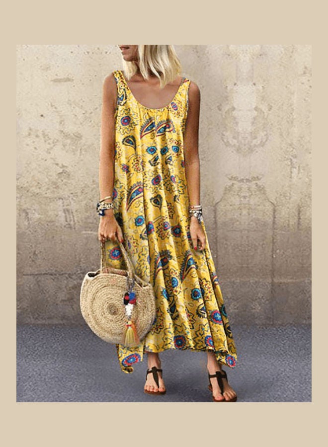 Vintage Women Sleeveless Loose Long Dress Red/Blue - Image 2
