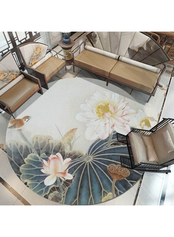 Lotus Printed Round Floor Mat Multicolour 60cm  - Image 5