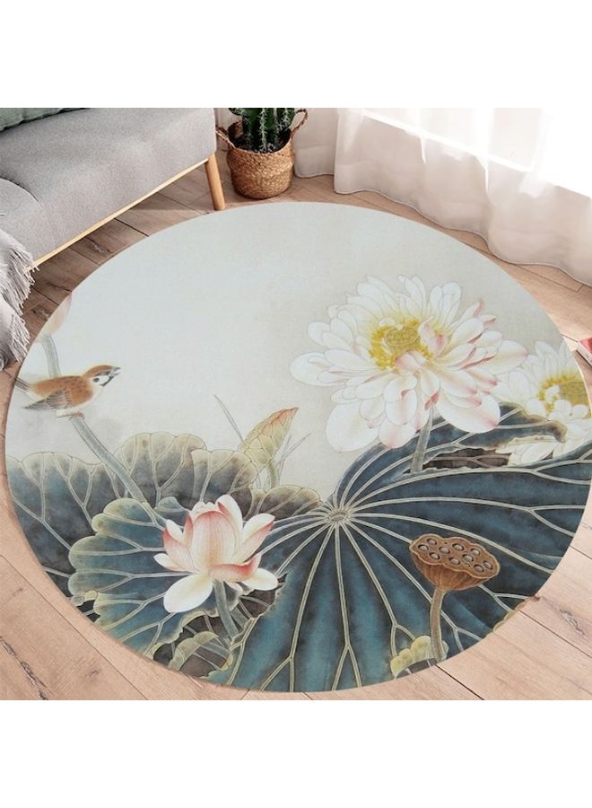 Lotus Printed Round Floor Mat Multicolour 60cm  - Image 2