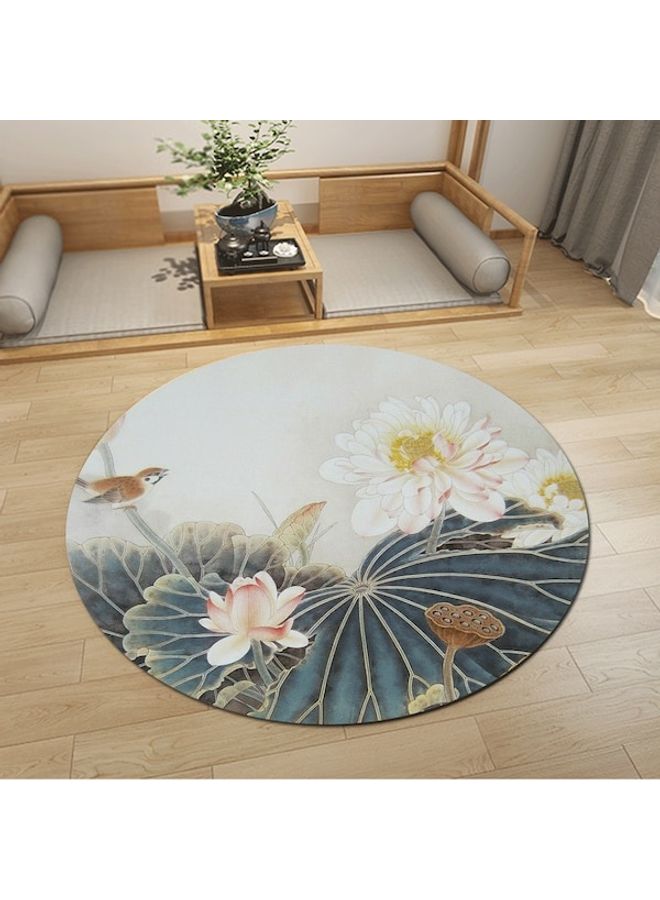 Lotus Printed Round Floor Mat Multicolour 60cm  - Image 4