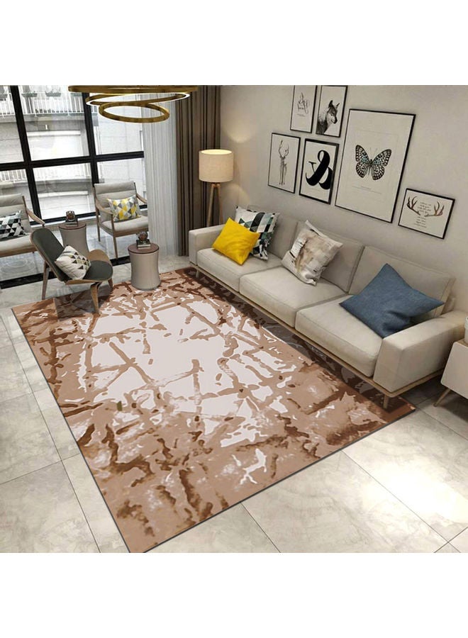 Modern Abstract Patterned Anti-Skidding Floor Rug White/Brown 50x80cm  - Image 1