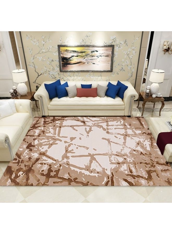 Modern Abstract Patterned Anti-Skidding Floor Rug White/Brown 50x80cm  - Image 2