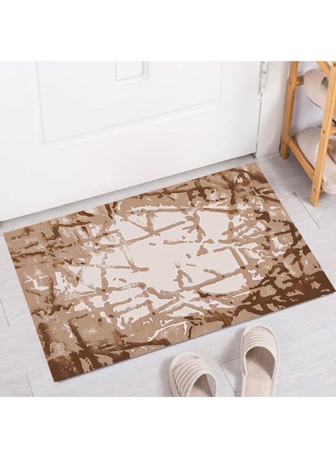 Modern Abstract Patterned Anti-Skidding Floor Rug White/Brown 50x80cm  - Image 3