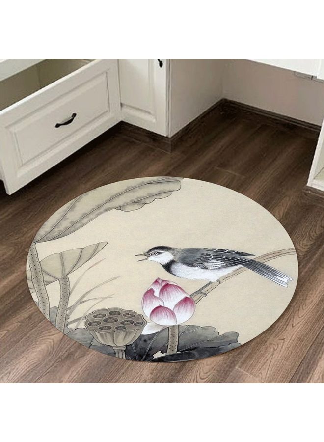 Lotus And Bird Printed Floor Mat Multicolour 60cm  - Image 1