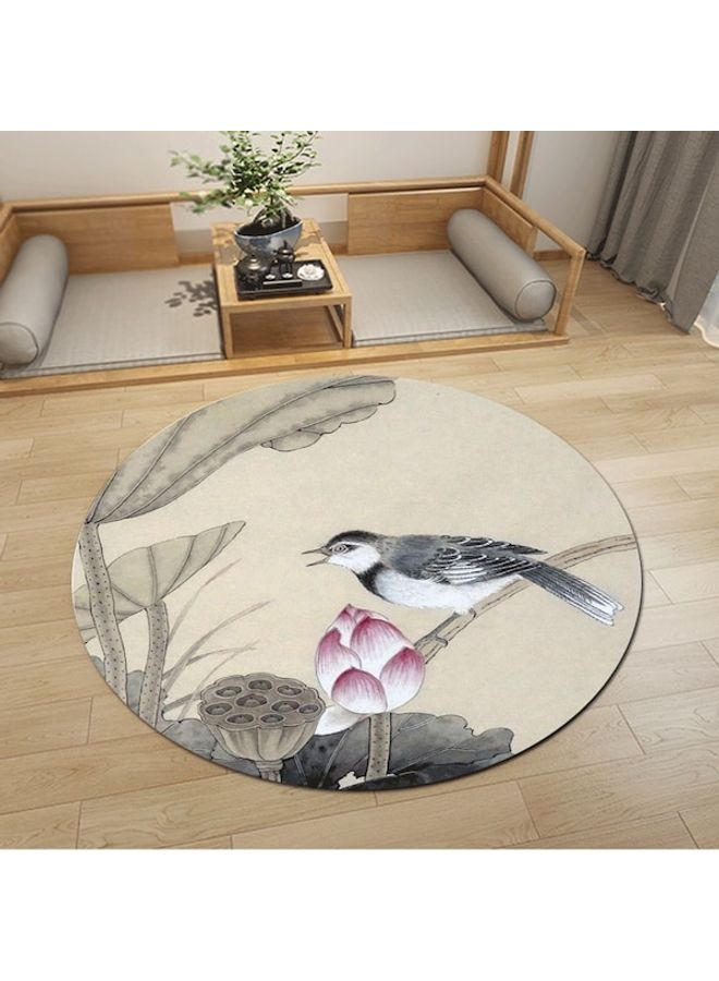 Lotus And Bird Printed Floor Mat Multicolour 60cm  - Image 3