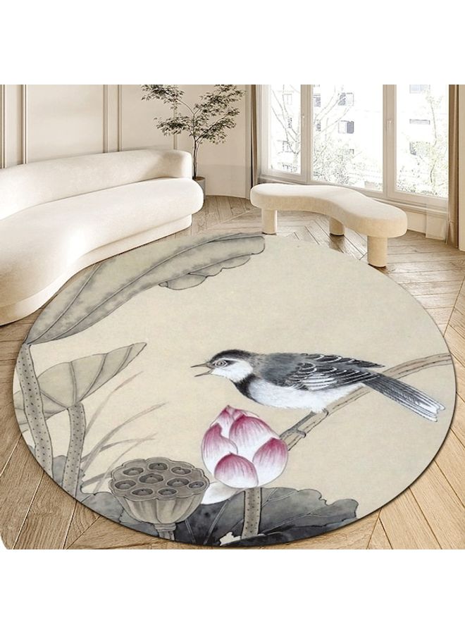 Lotus And Bird Printed Floor Mat Multicolour 60cm  - Image 4