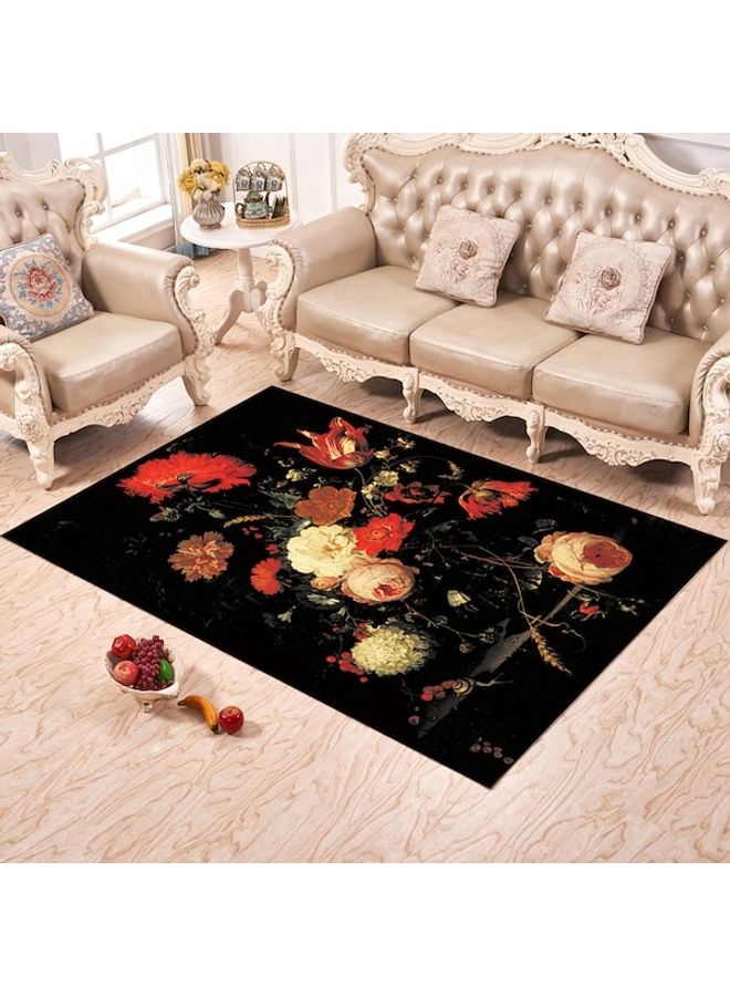 سجادة مطبوعة بنقشة الأزهار أسود/أحمر/أصفر 50x80سم - Image 4