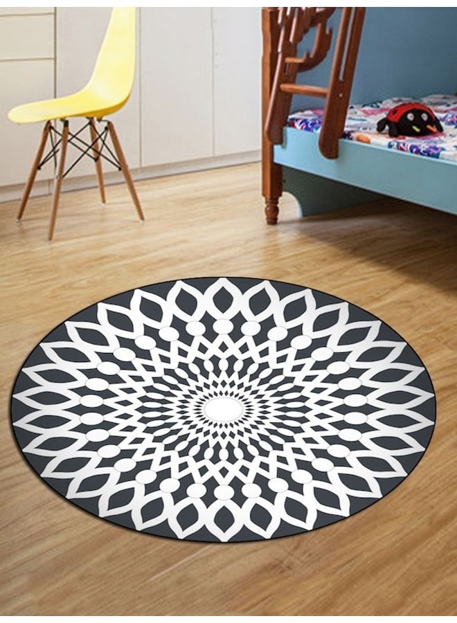 Bohemia Style Geometry Pattern Round Mat White/Black 40cm - Image 4