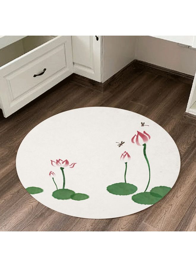 Lotus Printed Mat White/Green/Pink 60cm  - Image 1