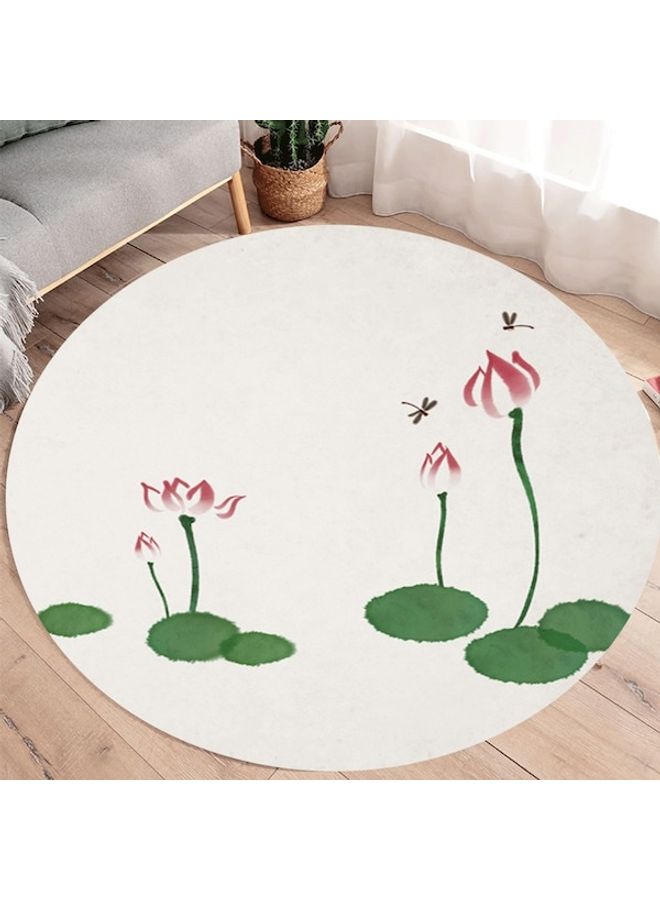 Lotus Printed Mat White/Green/Pink 60cm  - Image 3