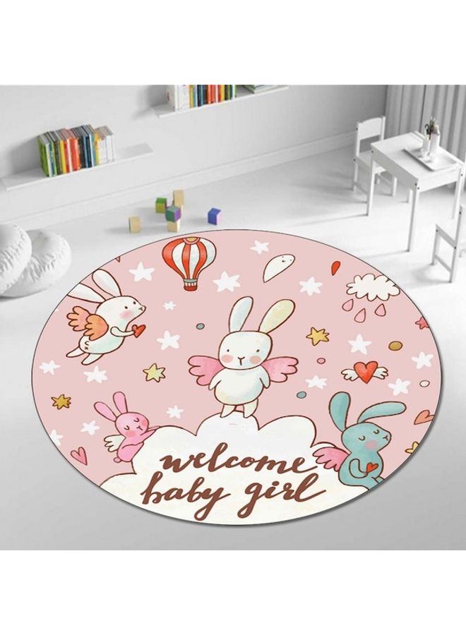 Cartoon Pattern Round Mat Pink/White/Green 60cm - Image 4