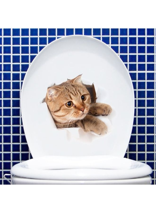 Cartoon Likable Cats Print Toilet Sticker Brown 60 x 90cm  - Image 1