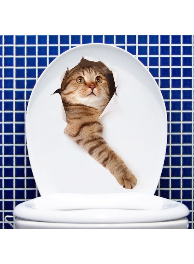 Cartoon Likable Cats Print Toilet Sticker Brown 60 x 90cm  - Image 2