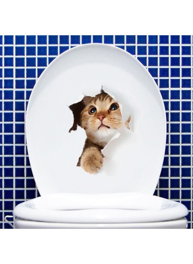 Cartoon Likable Cats Print Toilet Sticker Brown 60 x 90cm  - Image 3