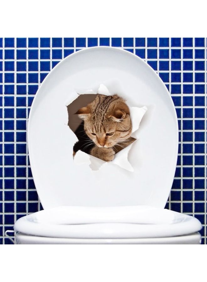 Cartoon Likable Cats Print Toilet Sticker Brown 60 x 90cm  - Image 4