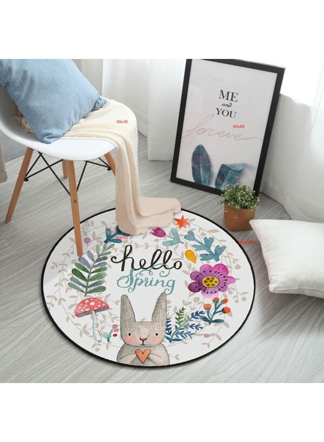 Printed Round Floor Mat Multicolour 60cm - Image 2