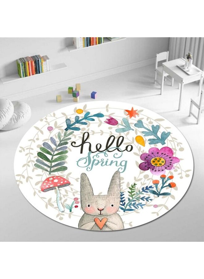 Printed Round Floor Mat Multicolour 60cm - Image 3