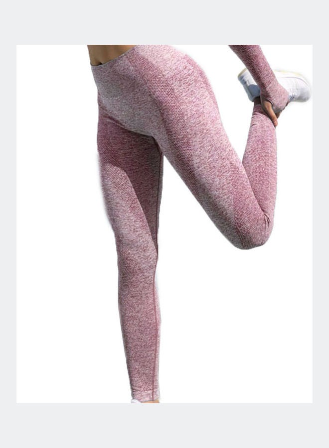 Women Seamless Leggings Yoga Pants Cropped T Shirt Top Red  - Image 1