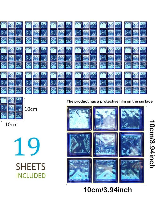 18-Piece Decorative Tile Wall Sticker Set Blue 60x  90cm  - Image 1