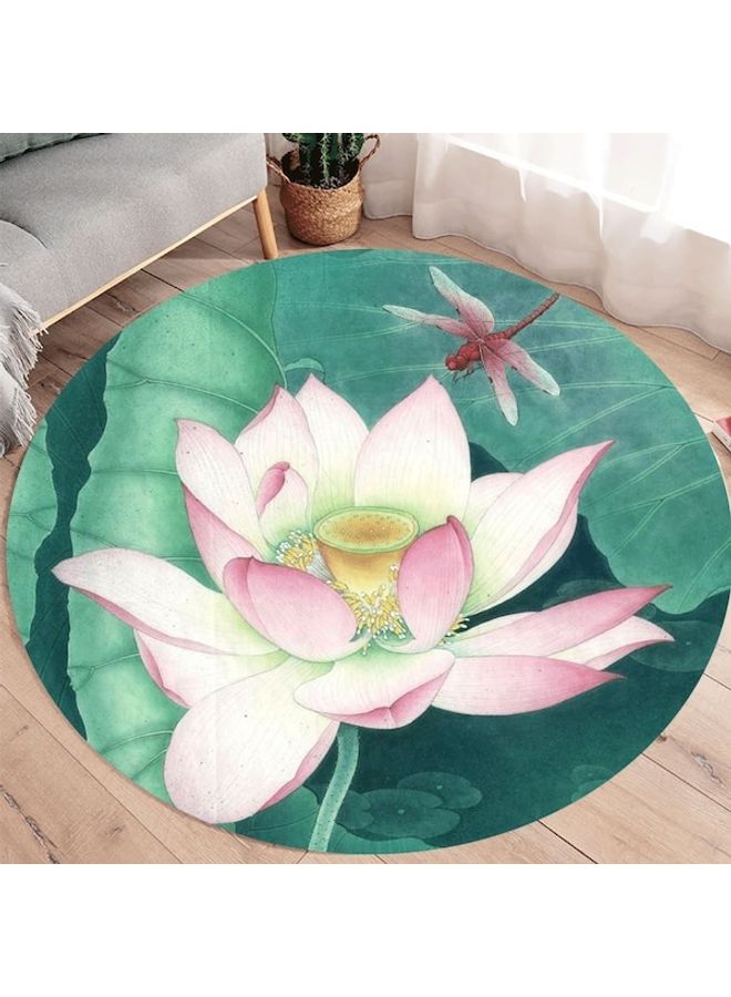 Dragonfly And Lotus Printed Floor Mat Multicolour 80cm  - Image 3