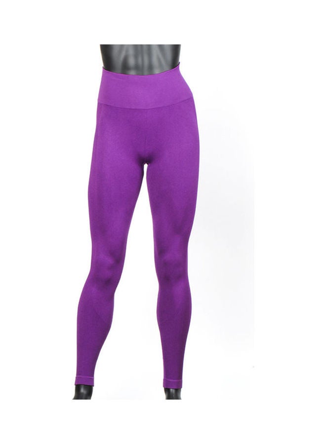 Women Tummy Control Hip Lifting Leggings Purple - Image 1