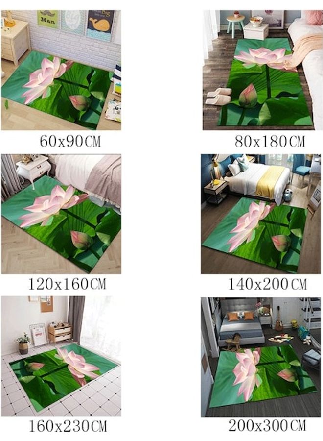 Lotus Design Floor Rug Green/Pink 80x180cm  - Image 2