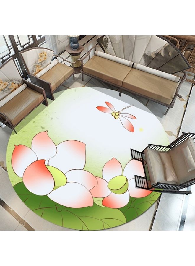 Dragonfly And Lotus Printed Floor Mat Multicolour 60cm  - Image 5